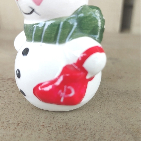 Vintage 90s Earthenware Mr Snowman Pepper Shaker Hand Painted Replacement Shaker - Picture 8 of 10